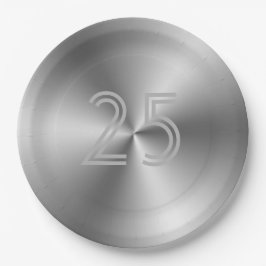 Plato De Papel Moda festiva Gris plateado 25 años