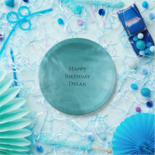 Plato De Papel Moda Glam Aqua Turquoise Blue Birday