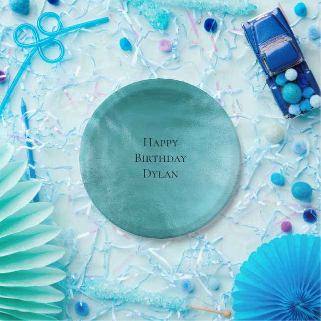 Plato De Papel Moda Glam Aqua Turquoise Blue Birday (Fiesta)