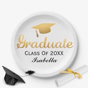 Plato De Papel Moda Gold Trendy Graduation Party Clase de 20XX
