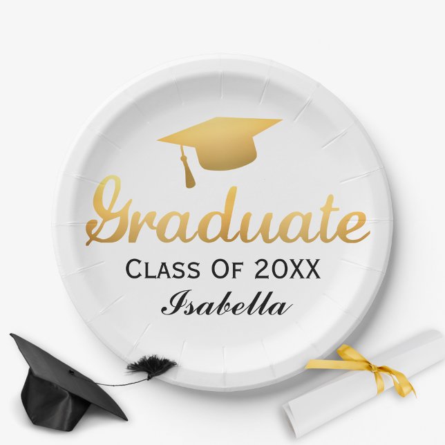 Plato De Papel Moda Gold Trendy Graduation Party Clase de 20XX (Subido por el creador)