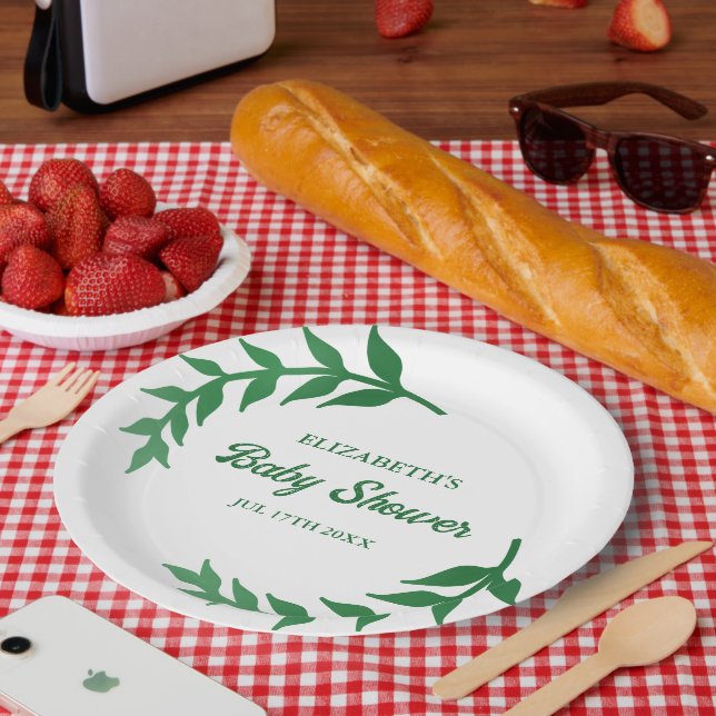 Plato De Papel Moda Greenery Baby Shower (Picnic)