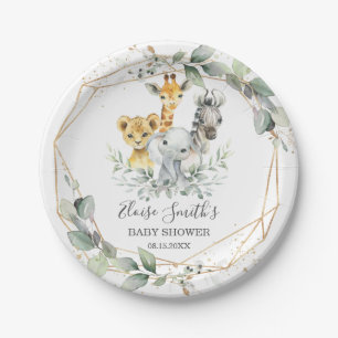 Plato De Papel Moda Greenery Jungle Animales Baby Shower Cumpleañ