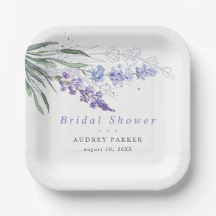 Plato De Papel Moda Lavender Watercolor Floral Boda