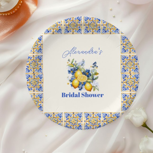 Plato De Papel Moda Lemon Mediterráneo verano ducha de novias (Subido por el creador)