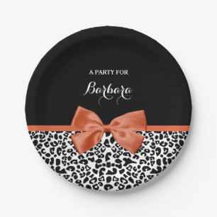 Plato De Papel Moda Leopard Imprimir Naranja Quemado con nombre
