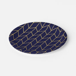 Plato De Papel Moda moderna de los azules marinos de Chevron del