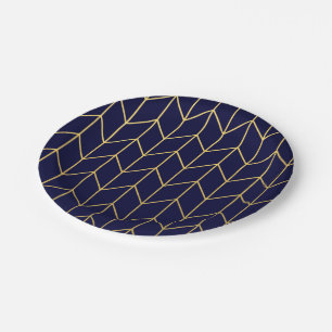 Plato De Papel Moda moderna de los azules marinos de Chevron del