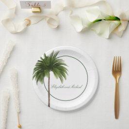 Plato De Papel Moda moderna elegante de árbol de palmeras