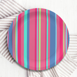 Plato De Papel Moda Moderno Girly Candy Stripe