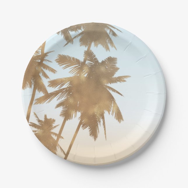Plato De Papel Moda Ombre Palm Trees (Anverso)