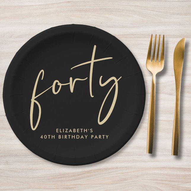 Plato De Papel Moda Oro Negro 40 Fiesta de cumpleaños (Subido por el creador)