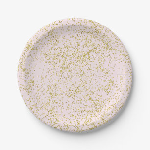 Plato De Papel Moda Oro Rosa Rubor Confetti Sparkle