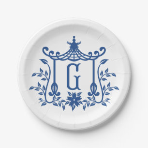 Plato De Papel Moda Pagoda Monograma G Placa de papel