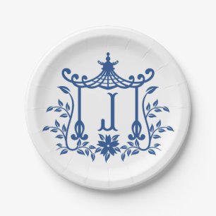 Plato De Papel Moda Pagoda Monograma J Placa de papel