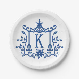 Plato De Papel Moda Pagoda Monograma K Placa de papel