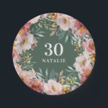 Plato De Papel Moda rosa de color de agua giratoria floral cumple<br><div class="desc">La decoración es de moda rosa y fiesta de color canario y floral. Bonita temática fiesta moderna y elegante.</div>