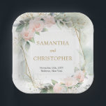 Plato De Papel Moda rosas de rubor marco de oro boda eucalipto<br><div class="desc">Mira la elegante y encantadora Planta de Papel de Oro Foliage Faux, ¡una deslumbrante adición a cualquier celebración boda! Con su diseño intrincado de exuberante vegetación y sus falsos toques dorados, este plato exuberante elegancia y encanto exhalan sin esfuerzo. Perfecto para añadir un toque de sofisticación a su día especial,...</div>