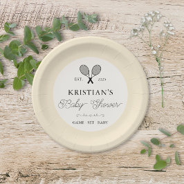 Plato De Papel Moda temática de tenis amarillo perrito Baby Showe