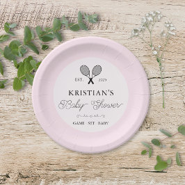 Plato De Papel Moda temática de tenis rosa preppy Baby Shower