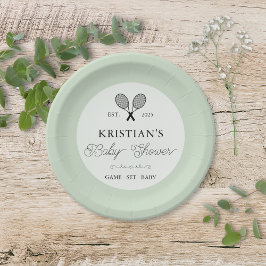 Plato De Papel Moda temática de tenis verde perrito Baby Shower