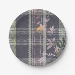 Plato De Papel Moda Winter Check Floral Plaid Farmhouse