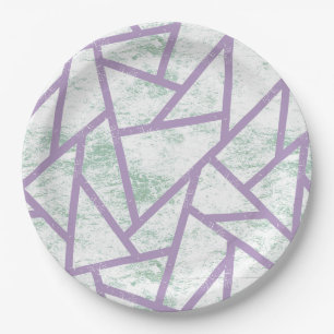 Plato De Papel Modalidades de mosaico verde claro y lavanda