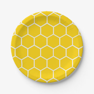Plato De Papel Modelo amarillo del panal