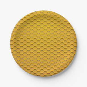 Plato De Papel Modelo amarillo del panal