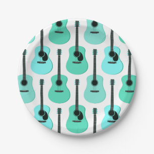 Plato De Papel Modelo azul de las guitarras acústicas