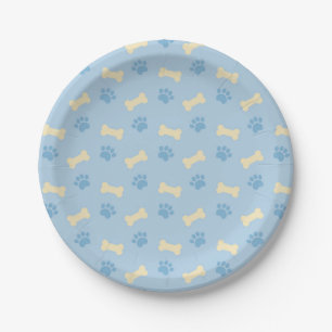 Plato De Papel Modelo azul del hueso de la impresión de la pata