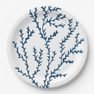 Plato De Papel Modelo azul verde azulado elegante de la alga