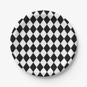 Plato De Papel Modelo blanco caprichoso del diamante del