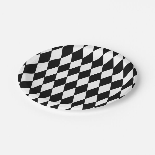 Plato De Papel Modelo blanco negro del Harlequin (Angular)