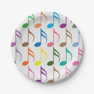 Plato De Papel Modelo colorido de las notas musicales