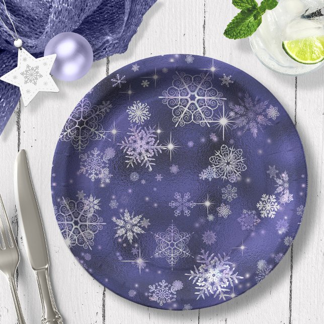Plato De Papel Modelo de copos de nieve más bonito ID846 violeta (Subido por el creador)