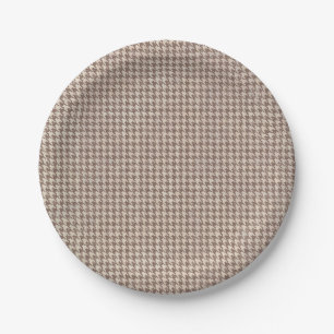 Plato De Papel Modelo de Houndstooth Brown
