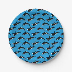 Plato De Papel Modelo de la orca: Azul