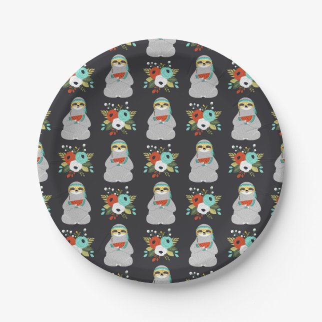 Plato De Papel Modelo de la pereza de la sandía (Anverso)