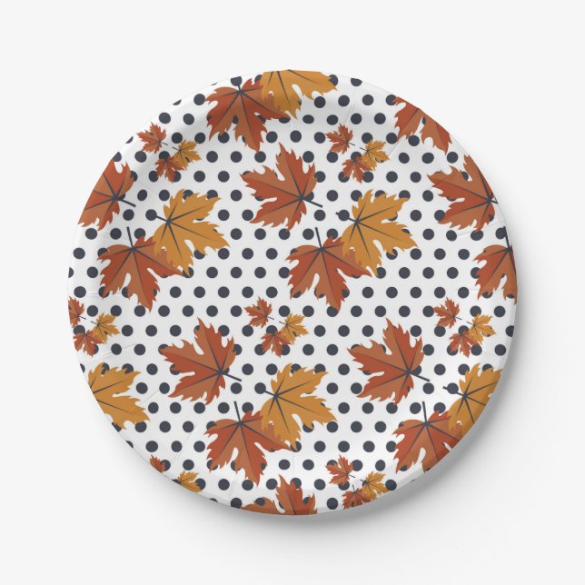 Plato De Papel Modelo de las hojas de otoño (Anverso)