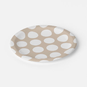 Plato De Papel Modelo de lunares blanco beige