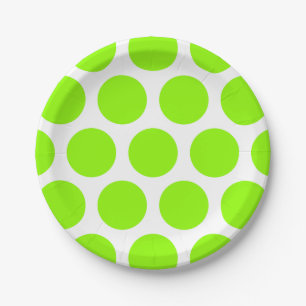 Plato De Papel Modelo de lunares grande: Verde claro