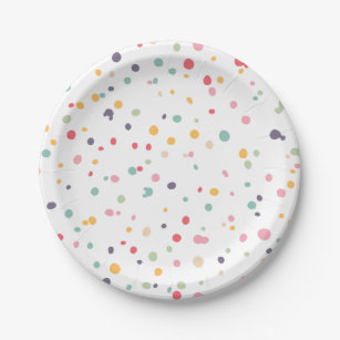 Plato De Papel Modelo de puntos colorido lindo del confeti