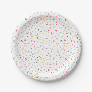 Plato De Papel Modelo de puntos colorido lindo del confeti