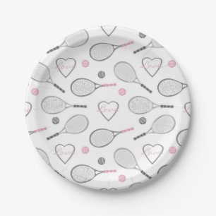 Plato De Papel Modelo del amor del tenis