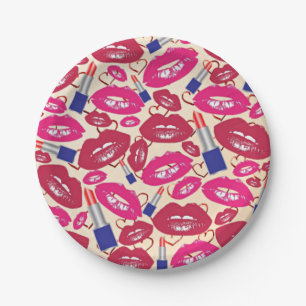 Plato De Papel Modelo del beso del lápiz labial