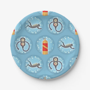 Plato De Papel Modelo del buceo con escafandra - tema lindo del