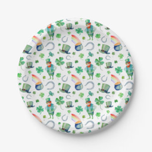 Plato De Papel Modelo del día de St Patrick de la acuarela