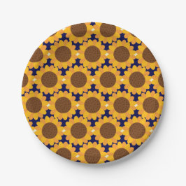 Plato De Papel Modelo del girasol del otoño