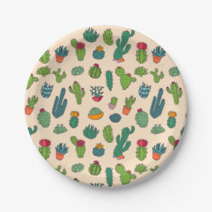 Plato De Papel Modelo derecho del cactus lindo
